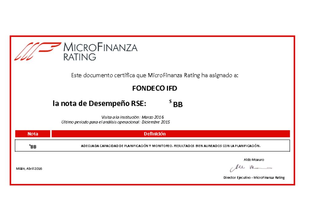 Calificación RSE 201