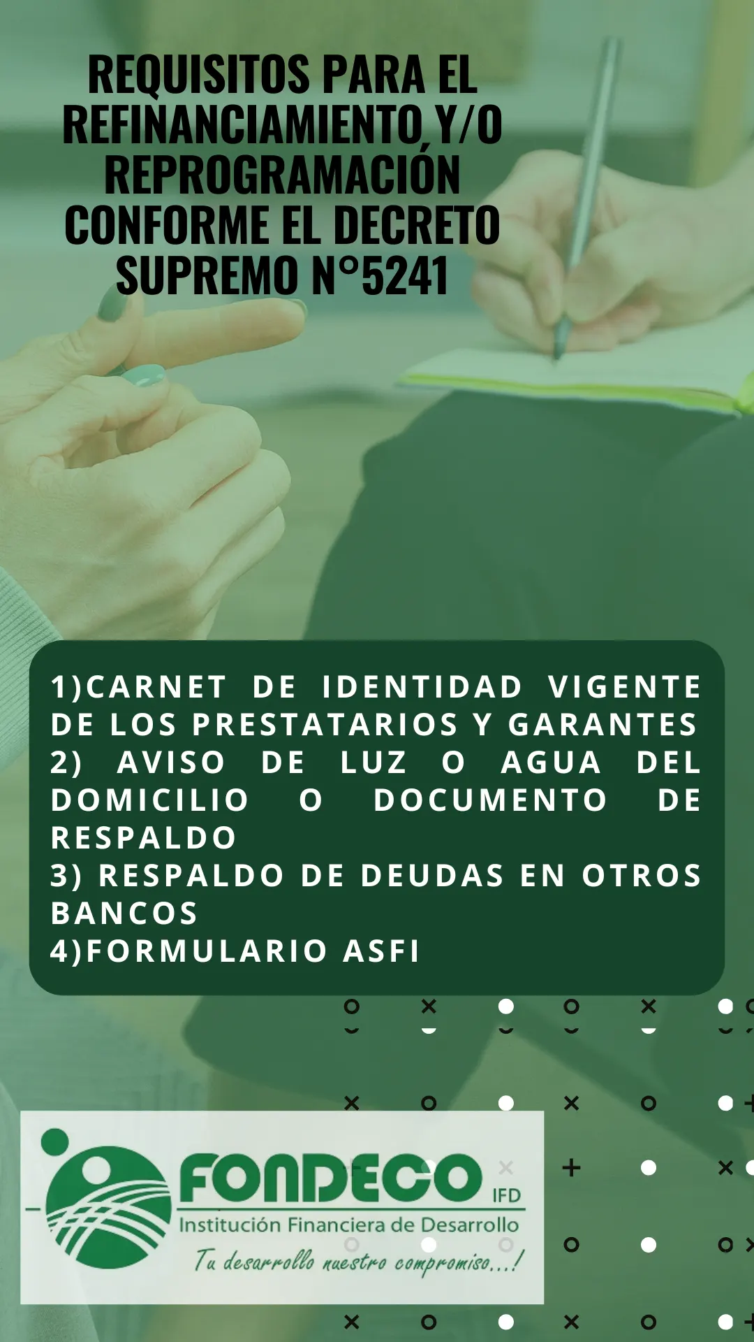 Requisitos Reprogramación de Créditos Fondeco IFD