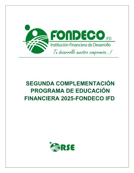 Segunda Complementación Programa de Educación Financiera 2025 - Fondeco IFD